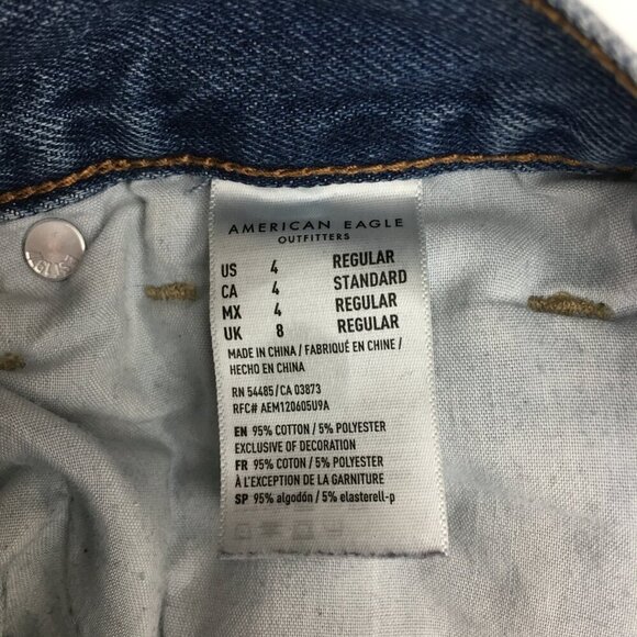 American Eagle Outfitters Mom Jeans Distressed Fray Hems Stretch size 4 - Picture 8 of 9